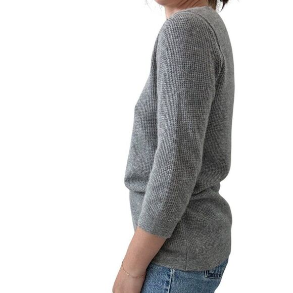 Calvin Klein Exclusive Womens Light Gray Waffle Knit 100% Cashmere Soft Sweater - Picture 5 of 8